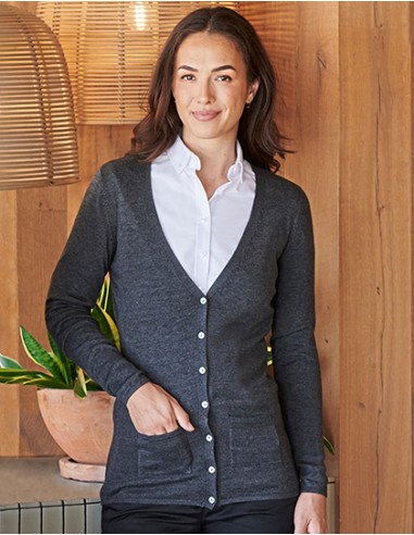 H-H723-Ladies Lightweight V-Neck Cardigan